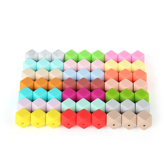 10 Stück sechseckige Silikonperlen Perle 14 mm DIY Schlüsselanhänger Clip für Kette Halskette Herstellung lebensmittelechtes Silikon Schmuckzubehör