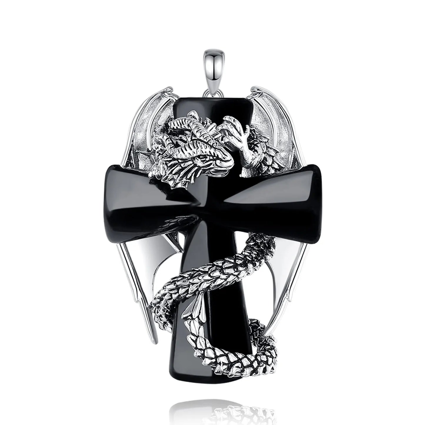 Eudora Drache Twining Kreuz Obsidian Halskette Punk Natürlicher Heilstein Kristall Anhänger Spiritueller Schmuck Meditation Feines Geschenk