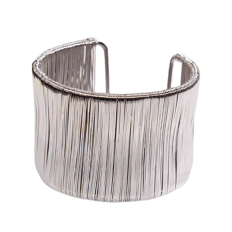 Mode offene Manschette Frauen Armband Armreif Punk Metalldraht Schnur verstellbare Vintage übertrieben Gold Silber Farbe Schmuck Armreifen