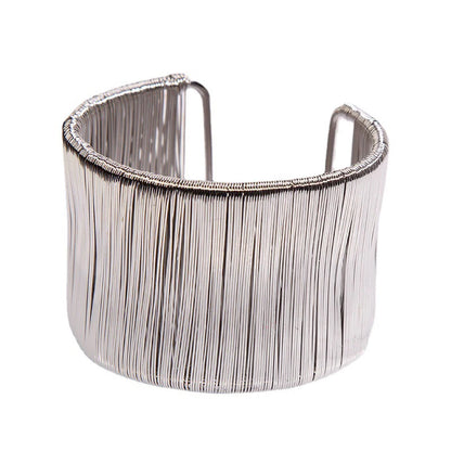 Mode offene Manschette Frauen Armband Armreif Punk Metalldraht Schnur verstellbare Vintage übertrieben Gold Silber Farbe Schmuck Armreifen