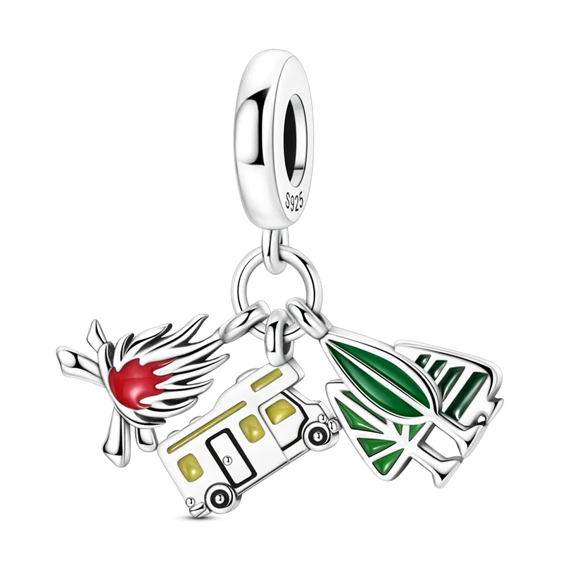 Flugzeug-Charm, 925er Silber, Original-Zirkon, Kleeblatt, Avocado, Charms, Perle, passend für Armbänder, DIY-Schmuck für Frauen, Hochzeitstag, Geschenk