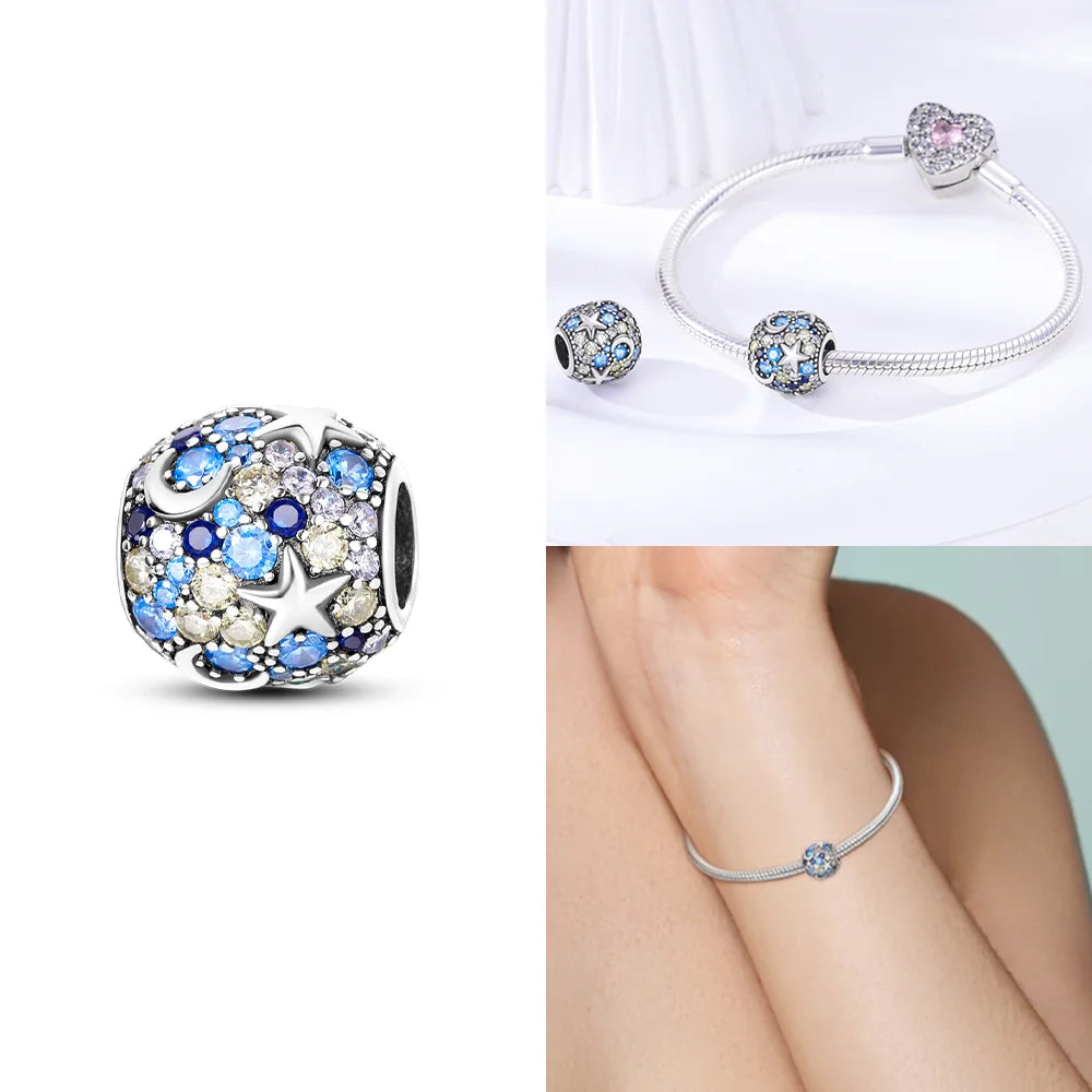 Neue Charms-Perle aus 925er-Sterlingsilber, rosa Schmetterling, leuchtende Glühwürmchen, baumelnd, passend für Armreifen, Halskette, DIY-Schmuck, Frauen-Geschenk