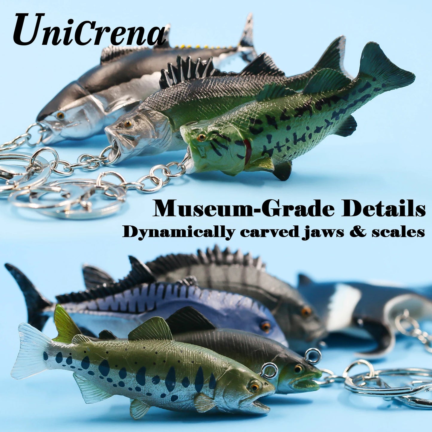 Fisch-Schlüsselanhänger, kreativer handgefertigter Fisch-Modell-Schlüsselanhänger, Forelle/Schnapper/Thunfisch/Salmon/Barsch, Schlüsselanhänger mit Angeldeshema, Schlüsselhalter-Zubehör
