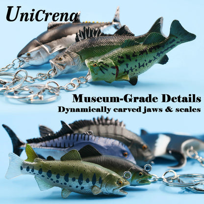 Fisch-Schlüsselanhänger, kreativer handgefertigter Fisch-Modell-Schlüsselanhänger, Forelle/Schnapper/Thunfisch/Salmon/Barsch, Schlüsselanhänger mit Angeldeshema, Schlüsselhalter-Zubehör