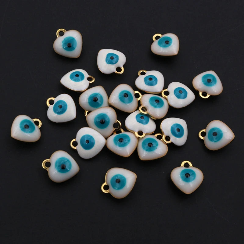 20 Stück 9x8mm Emaille Böse Augen Herz-Anhänger Edelstahl DIY Schmuck Making Zubehör Erkenntnisse Armband Ohrringe