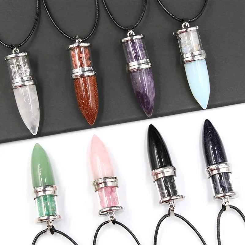 Naturstein Anhänger Halsketten Amethyst Kristall Edelstein Stein Quarz Kies kugelförmige Pendel Reiki Heil pendel