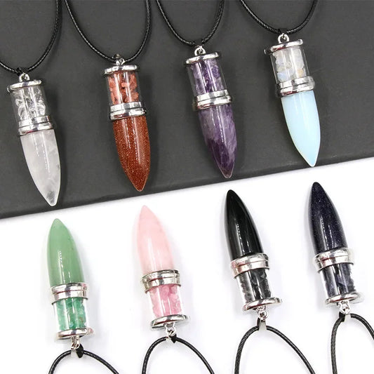 Naturstein Anhänger Halsketten Amethyst Kristall Edelstein Stein Quarz Kies kugelförmige Pendel Reiki Heil pendel