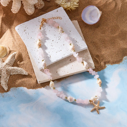 Bohemian Seestern Muschel Anhänger Halsketten Für Frauen Bunte Unregelmäßige Stein Halsband Halskette Mädchen Sommer Strand Party Schmuck