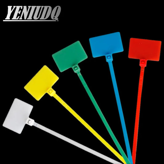 100 Stück Nylon-Krawattenanhänger, selbstsichernde Netzwerkkabel, Reißverschluss, Wickelschlaufe, Drahtbänder, Etikett, 3 x 100 mm, 4 x 150 mm, 4 x 200 mm