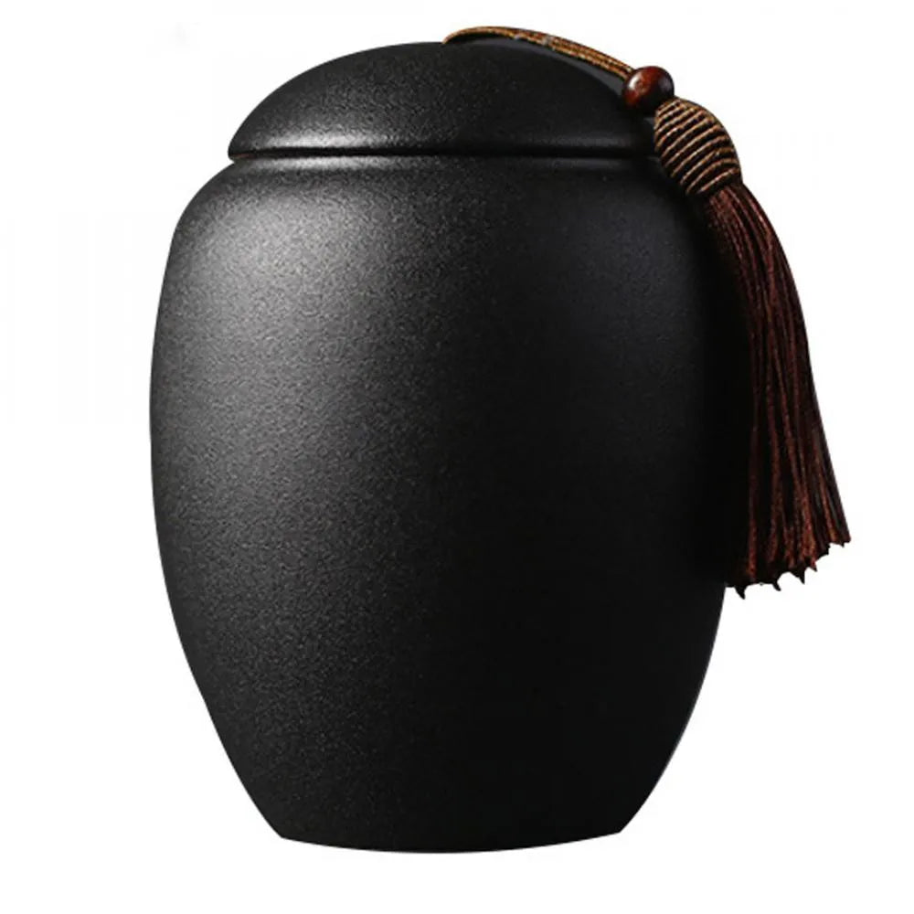 Ceramic urns for pets, black cremation of human ashes, small keepsake, funeral casket, memoria urn