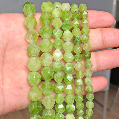 Facettierte Peridot-Steinperlen, grüner Olivin, lose August-Geburtssteinperlen für Schmuckherstellung, DIY-Armband-Zubehör, 6, 8, 10 mm