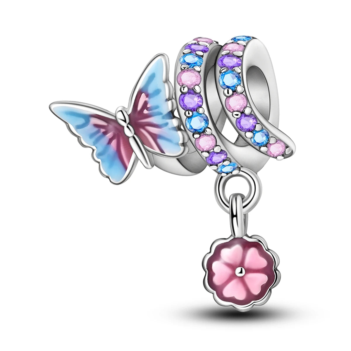 Versilberte bunte Charms-Perlen passen zu Original-Armreif, Einhorn, feuriger Drache, Anhänger, baumelndes Armband, DIY-Frauen-Schmuck, Geschenk