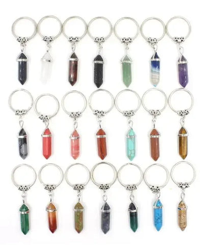 20 stücke Natürliche Raue Rohstein Kristall Quarz Schlüsselbund Frauen Männer Handtasche Hangle Auto Schlüssel Halter Raw Mineral Stein Schlüsselring schmuck