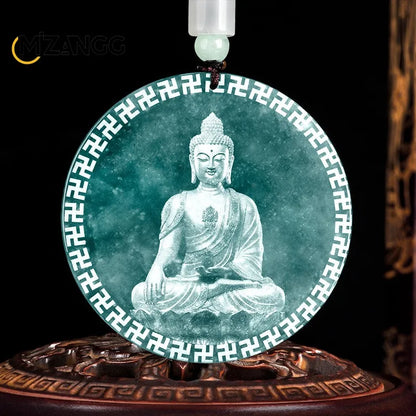 Natürliche Jadeit blau Wasser Neun-Schwanz-Fuchs Anhänger Schatten schnitzen Drachen Männer und Frauen Jade Halskette benutzer definierte exquisite Schmuck