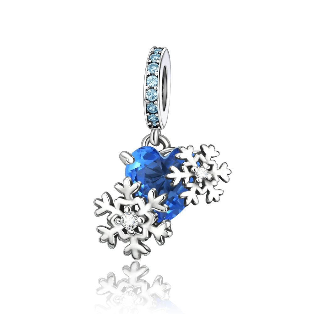 Blaue Serie 925 Sterling Silber Globus Schneeflocke Tanzschuhe Krone Charm Passend für DIY Armband Halskette Elegante Partygeschenke