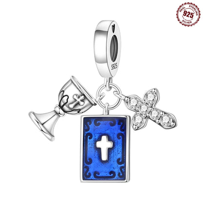 Blue Series Charm-Anhänger aus 925er-Sterlingsilber, Dackel-Feder, Meer, Kokosnussbaum, Stern, Hexe, passend für DIY-Armbänder, Halsketten, Partygeschenke