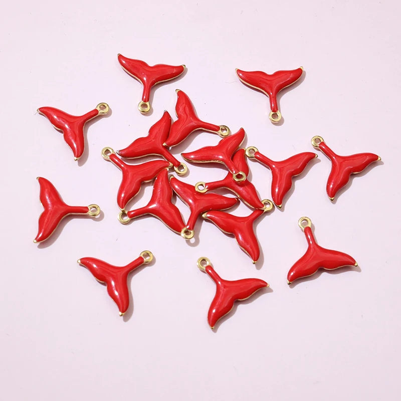 20 Stück 10x11mm Edelstahl Kleine Meerjungfrau Schwanz Anhänger Emaille DIY Schmuck Herstellung Zubehör Zubehör Halskette Ohrringe