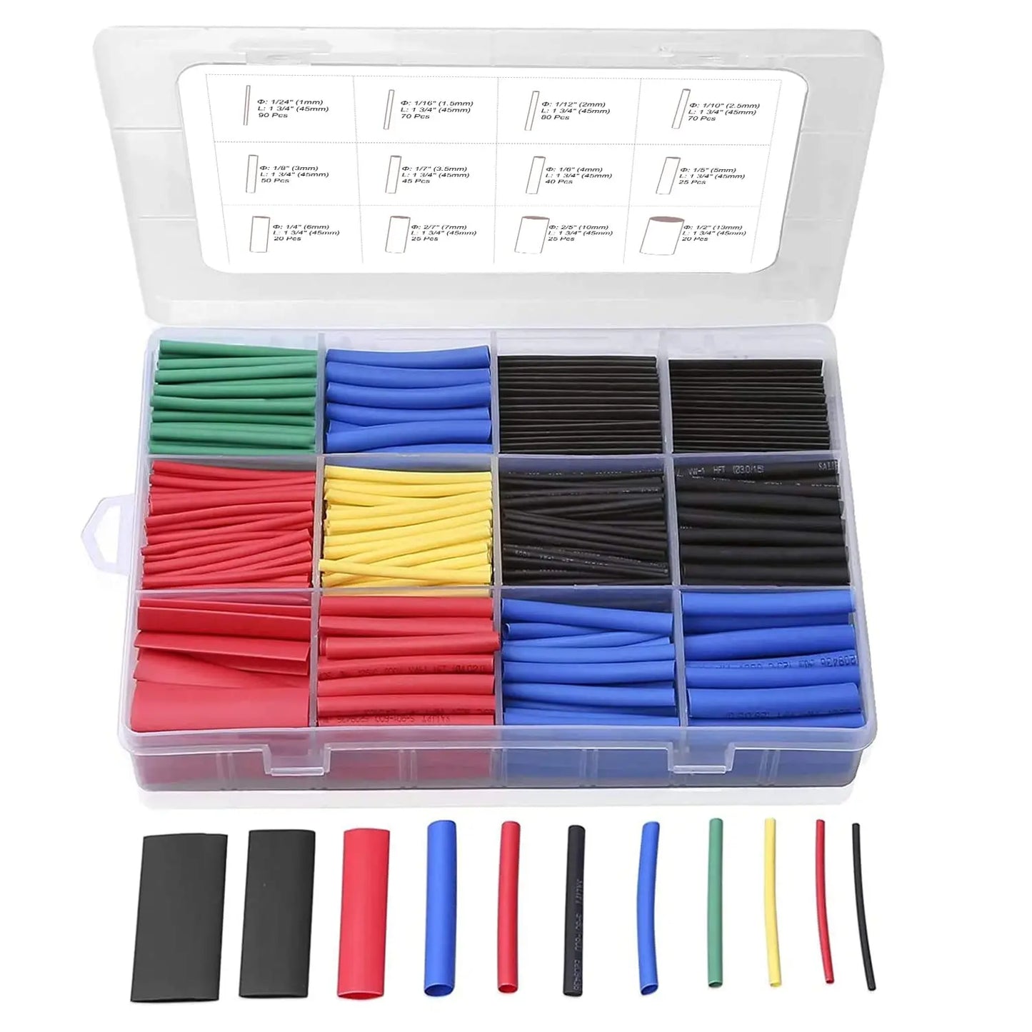 580/560-teiliges Schrumpfschlauch-Set aus EVA-Material in 6 Farben und 11 Größen – ideal für elektrische Isolierung, Reparaturen und Kabelverbindungen
