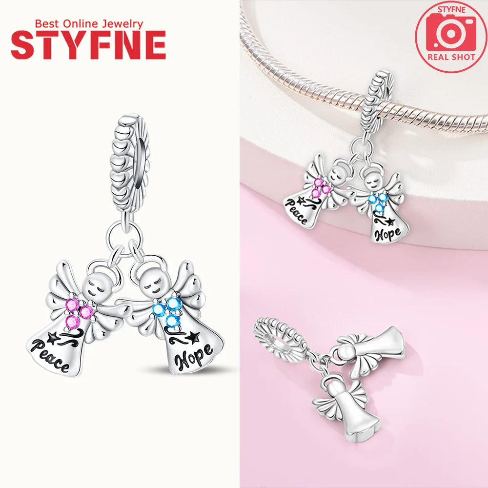 Neue Silber 925 Engel Skulptur Charms Herz Perlen Fit Original Armband für Frauen Schmuck Party Perlen DIY Edlen Schmuck Geschenke