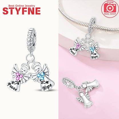 Neue Silber 925 Engel Skulptur Charms Herz Perlen Fit Original Armband für Frauen Schmuck Party Perlen DIY Edlen Schmuck Geschenke