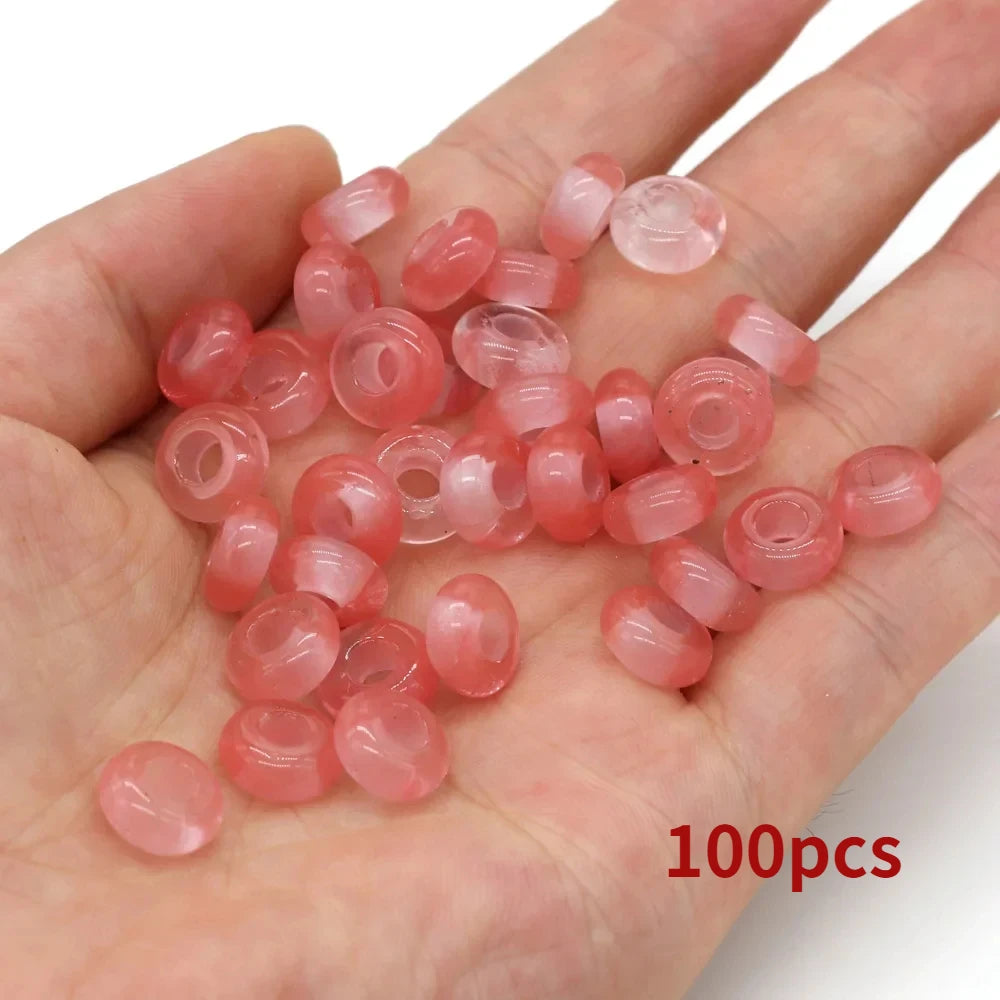 Großhandel 100 Stück Natursteinperlen, großes Loch, Abacus-Form, Agts-Steinperlen für die Herstellung von Schmuck, Halsketten, Loch 4 mm, Größe 5 x 10 mm