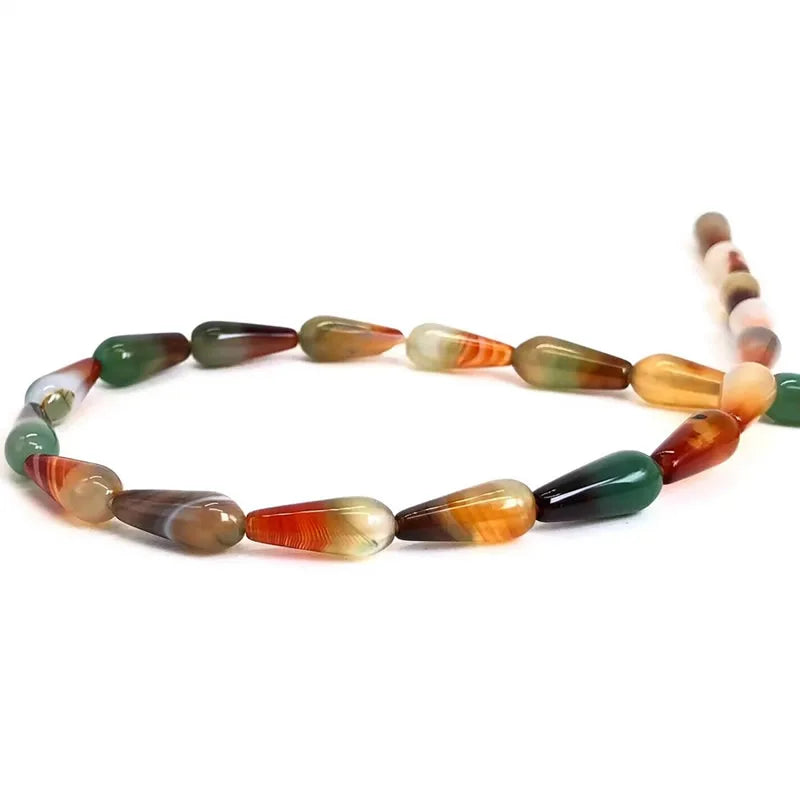 6x16mm/10X30mm Achat Wassertropfen Stein Perlen Natürliche Quarz Achate Lose Perlen für Schmuck Machen DIY Armband 15 ”