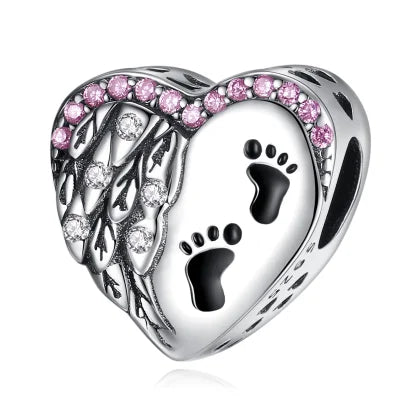 Bezaubernde herzförmige Perlen aus 925er-Sterlingsilber, Familie, Liebe, Tier, Fußabdruck, Charm-Armband, Halskette, passend für Frauen, DIY-Urlaubsgeschenke