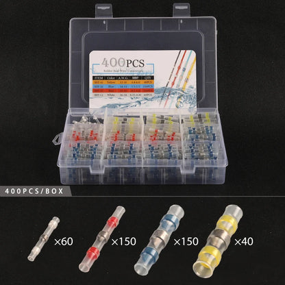 50/100/120/150/250/400 Stück verpackt 26–10 AWG 0,25–6 mm wasserdichte Lötdichtungshülse Spleißklemmen Wärmeschrumpf-Zinn-Stoßverbinder
