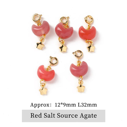1 Stück Naturstein Salzquelle Achat geschnitzt Cartoon Katze Anhänger niedliche Charms für Schmuckherstellung DIY Armband Halskette Zubehör