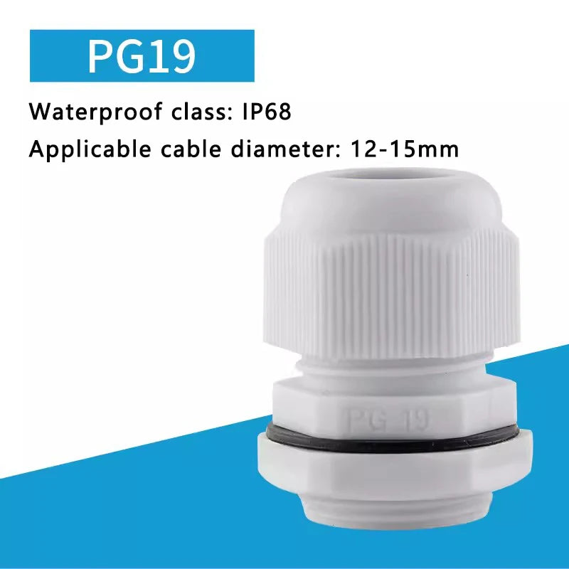 PG7-PG36 Kabelverschraubung, Kabeleingang, IP68, wasserdicht, weißes Nylon-Kunststoff-Anschlussstück