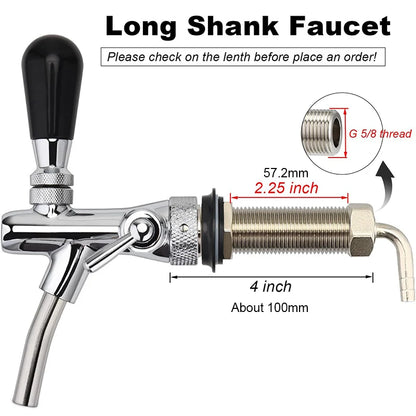 Verstellbarer Bierhahn mit 100 mm langem Schaft, Heimbrauen, Entwurfsbierhahn, Kegerator-Hahn, Bierspender für Wand/Kühlschrank