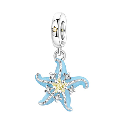 Ocean Series 925er Sterlingsilber, Wal, Schildkröte, kleiner Fisch, Qualle, Delfin, blauer Charm, passend für DIY-Armband, Halskette, Party-Schmuck