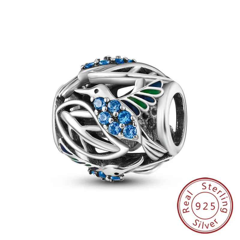 Frühling Charms Perlen Anhänger 925 Sterling Silber Blume Schmetterling Libelle Pilz Charms Fit Armband Frau Mann DIY Schmuck