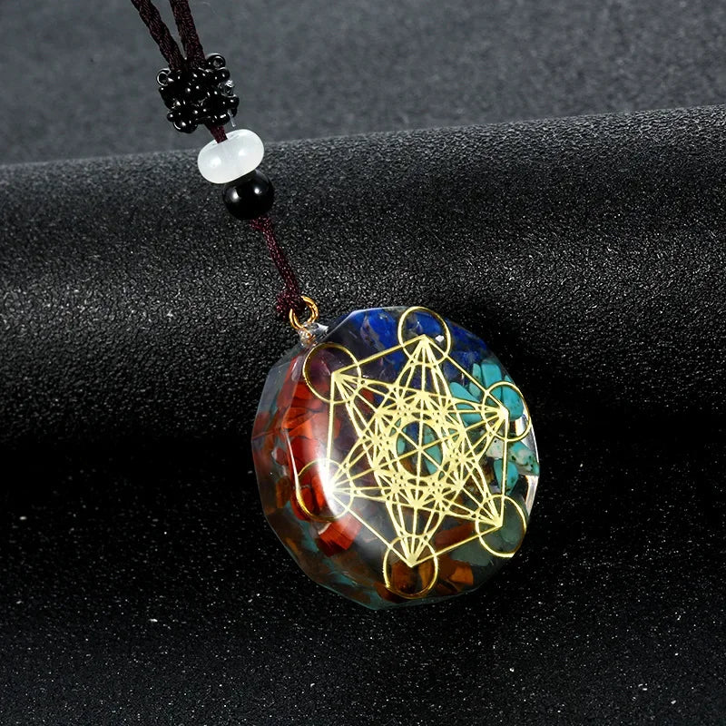 Retro Bunte Chips Natürliche Türkis Amethyst Stein Chakra Orgon Energie Pendel Amulett Reiki Heilung Anhänger Halskette