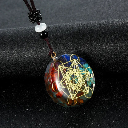Retro Bunte Chips Natürliche Türkis Amethyst Stein Chakra Orgon Energie Pendel Amulett Reiki Heilung Anhänger Halskette