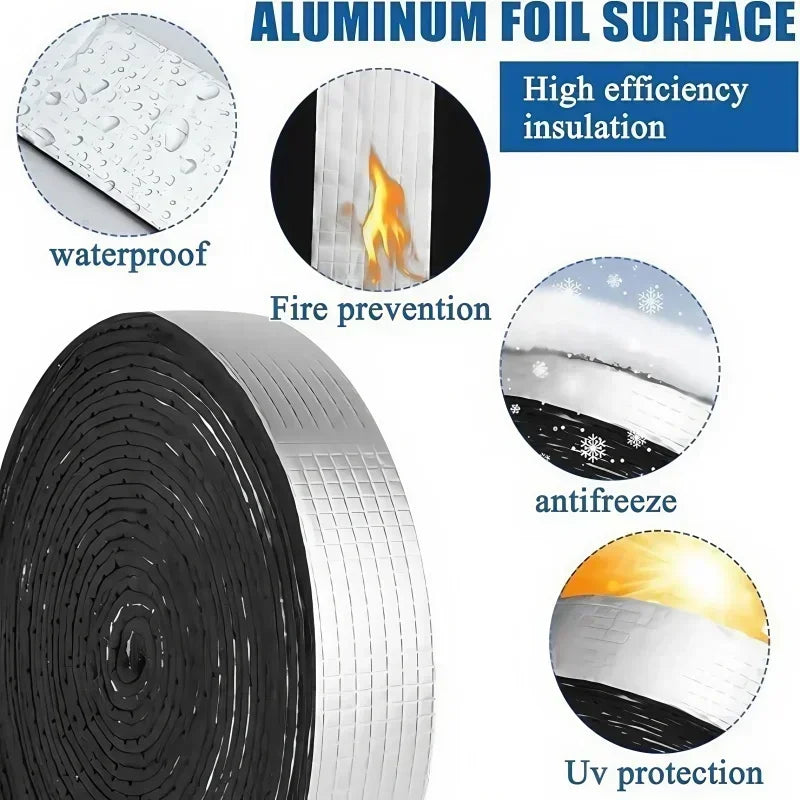 10M Foliertes Fiberglas Rohr Isolierung Wrap Band Selbstklebende Wasser Rohr Wrap Isolierung Hülse Für Outdoor Indoor Rohr Hülse
