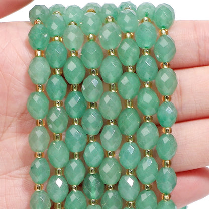 AAA Facettierte natürliche farbige Fluorit-Quarzperlen, 8 x 7 mm, ovale Form, Perlen für Schmuckherstellung, DIY-Perlenzubehör