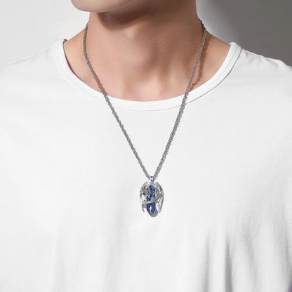 Eudora Drachen Twining sechseckigen Lapislazuli prismatische Halskette Punk Heilung Kristall Stein Anhänger Schmuck für Frauen Mann Geschenk