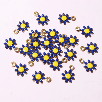 20 Stück 10x7mm kleine Blumen-Charms Anhänger Emaille Edelstahl DIY Schmuck Herstellung Zubehör-Erkenntnisse für Halsketten Ohrringe