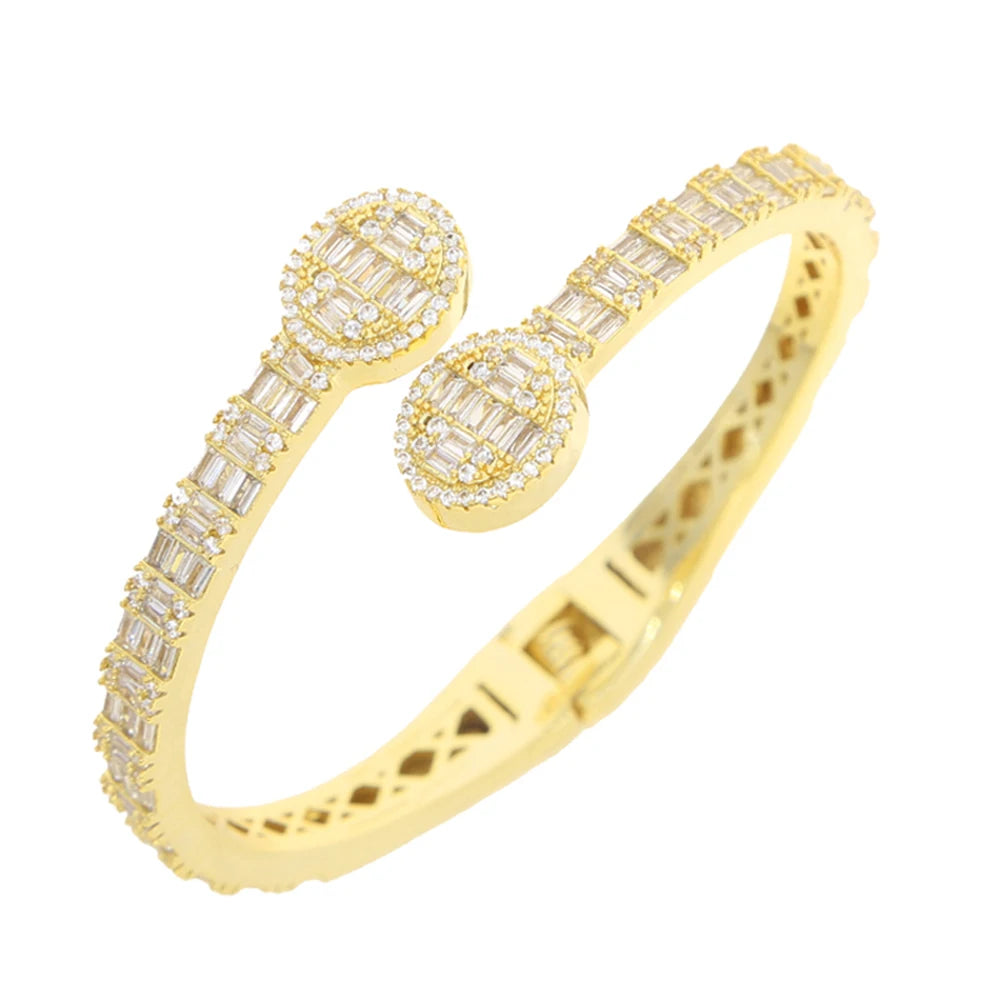 Neue Iced Out Bling Schmetterling Herz Armband Silber Farbe CZ Zirkon Oval Charme Geöffnet Armreif Für Männer Frauen Hiphop Luxus schmuck