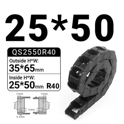 BulkMan3D QS25x50 R40 Kabelschleppketten-Set, nicht öffnende Kunststoff-Schleppleitung, Kabelträger für Ultimate Bee CNC-Maschine
