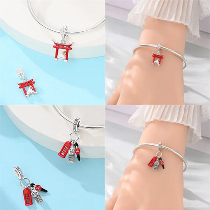 Neue Charms aus 925er Silber, griechischer Tempel, Pariser Turm, London, Big Ben, Perlenanhänger, passend für Original-Armbänder, DIY, kultureller edler Schmuck, Geschenk