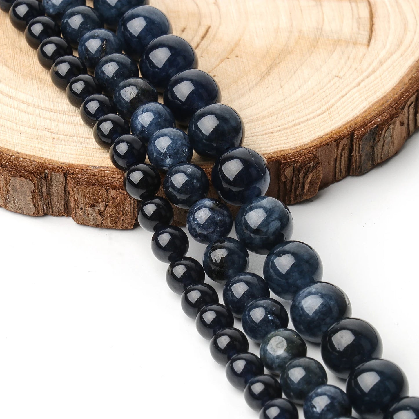 6/8/10mm Naturstein Saphir Farbe Jade Perlen blau runde lose Perlen für Schmuck herstellung liefert DIY Charms Armbänder 15''