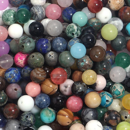 20–100 Stück, 4, 6, 8, 10, 12, 14 mm, Natursteinperlen, gemischte Farben, runde lose Perlen für Schmuckherstellung, DIY-Halskette, Armbänder, Zubehör
