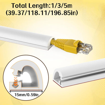 1 Stück 1m/3m/5m Langer PVC-Kabelkanal, Unsichtbare Dekorative Kabelabdeckung, Anti-Tritt-Schutz, Selbstklebende Weiche Kabelführung ﻿