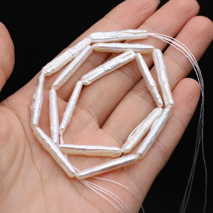 Natürliche Süßwasserperlen, langer Streifen, lose Distanzperlen für Schmuckherstellung, DIY-Armbänder, Halsketten, Zubehör, 5 x 20 mm