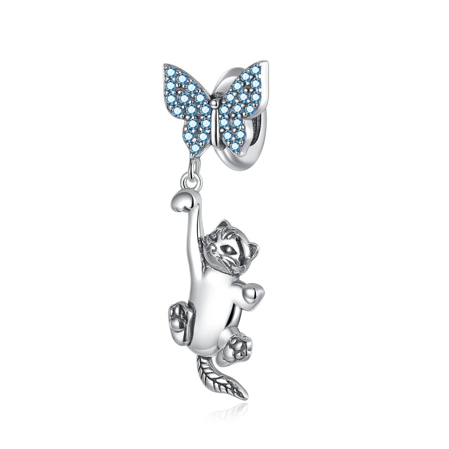 Blaue Serie 925 Sterling Silber Eidechsen-Herz Roboter Kaffee Mit Blumen Charms Passend für DIY Armband Halskette Casual Party Geschenke