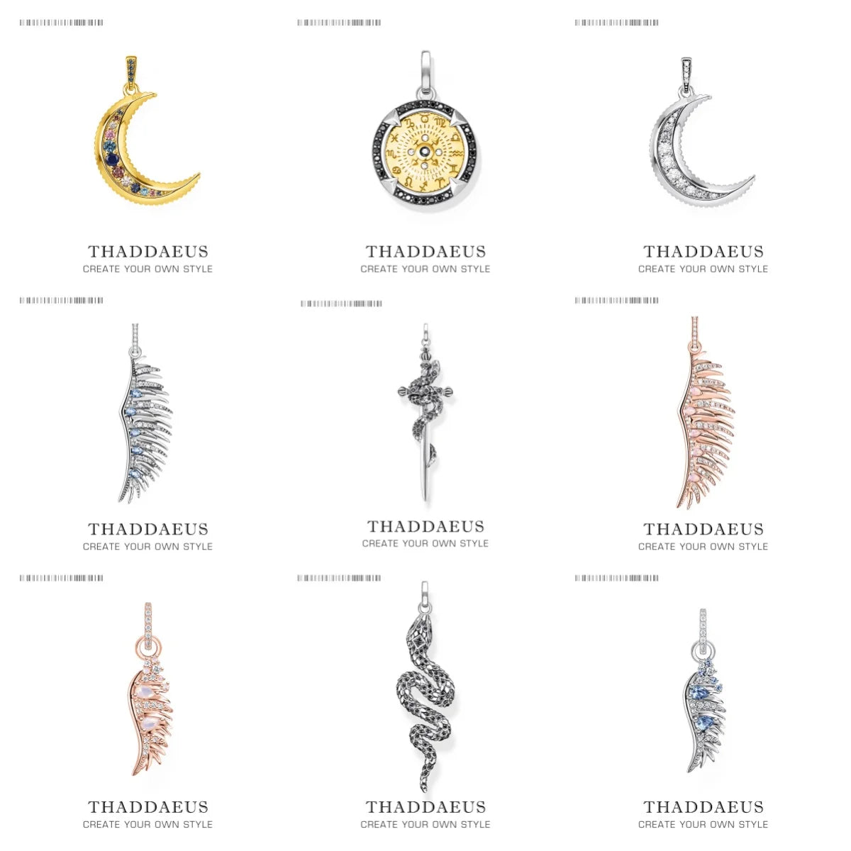 Anhänger Sternzeichen Phönix Flügel Schlange Schwert Mond Brandneuer feiner Vintage-Schmuck Accessoires 925er Sterlingsilber Geschenk für Frau Männer