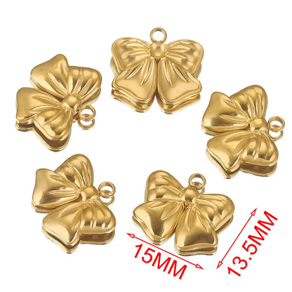 5 Stück Edelstahl Charms Bogen Charm vergoldet Charm DIY Ohrringe Armband Schmuckherstellung Materialien Handwerk Großhandel Bulk