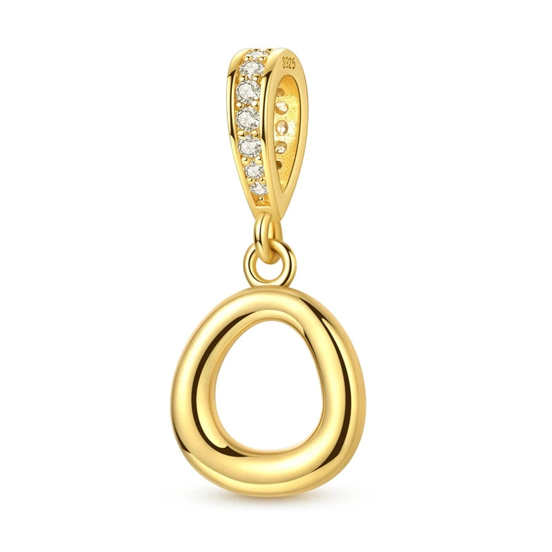 Golden Series Funkelnder Elefanten-Anhänger aus 925er-Sterlingsilber und 26 englische Alphabet-Anhänger, passend für Armbänder, exquisites Geschenk